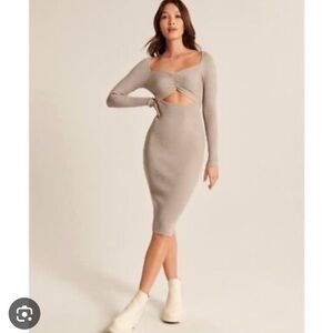 Abercrombie & Fitch Cut Out Bodycon Midi Dress Knit